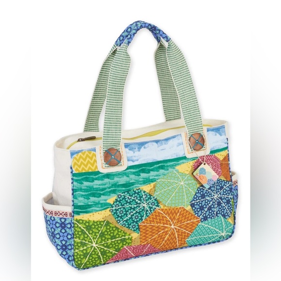 Paul Brent Sun N’ Sand Large Tote bag. Beach, Ocean Sun & Umbrellas. 14” - Picture 1 of 9